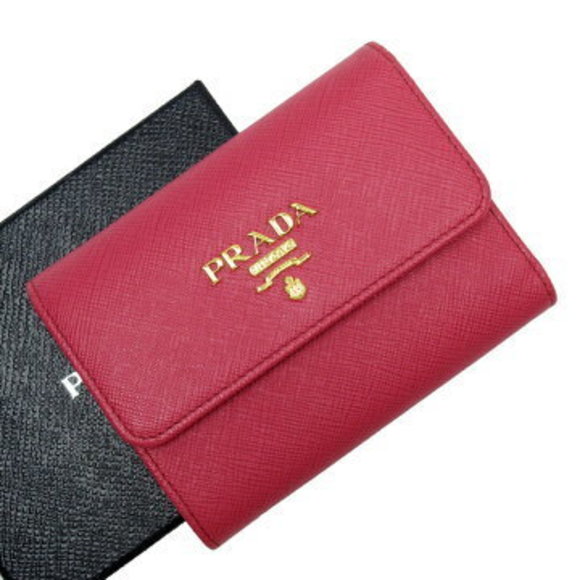 Prada Tri Wallet Pink Saffiano Leather - Picture 1 of 3